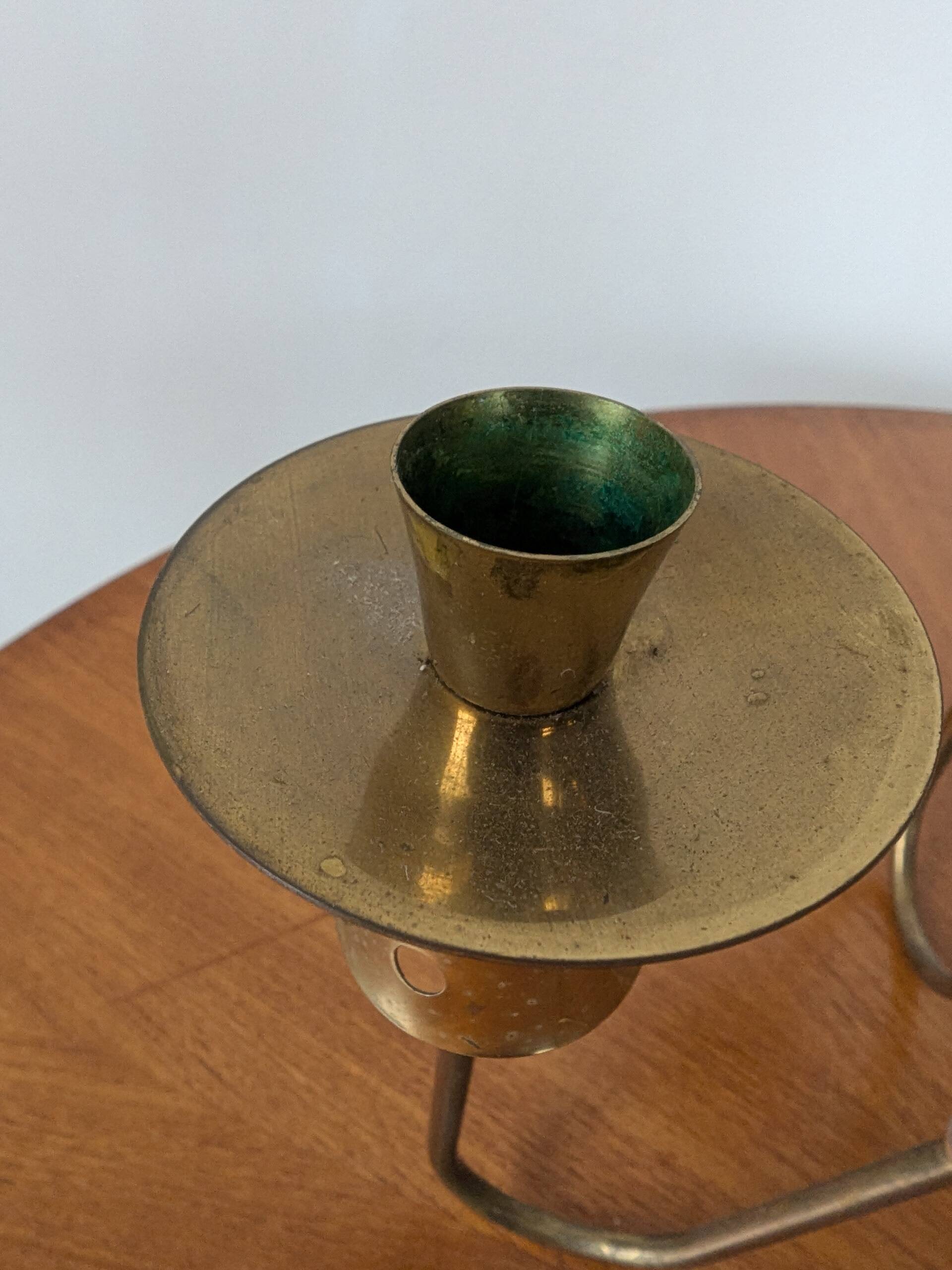 Brass and rattan candlestick
