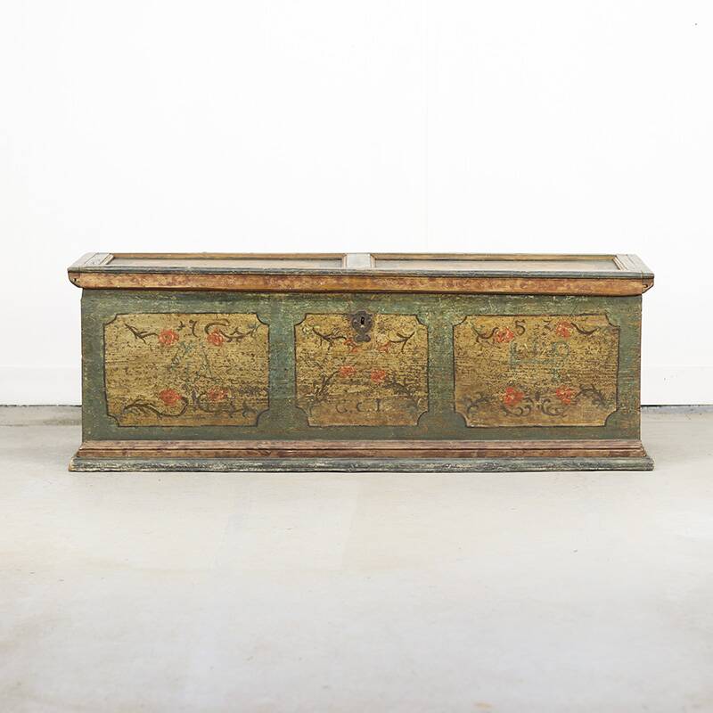 Painted folk art bridal chest 1753