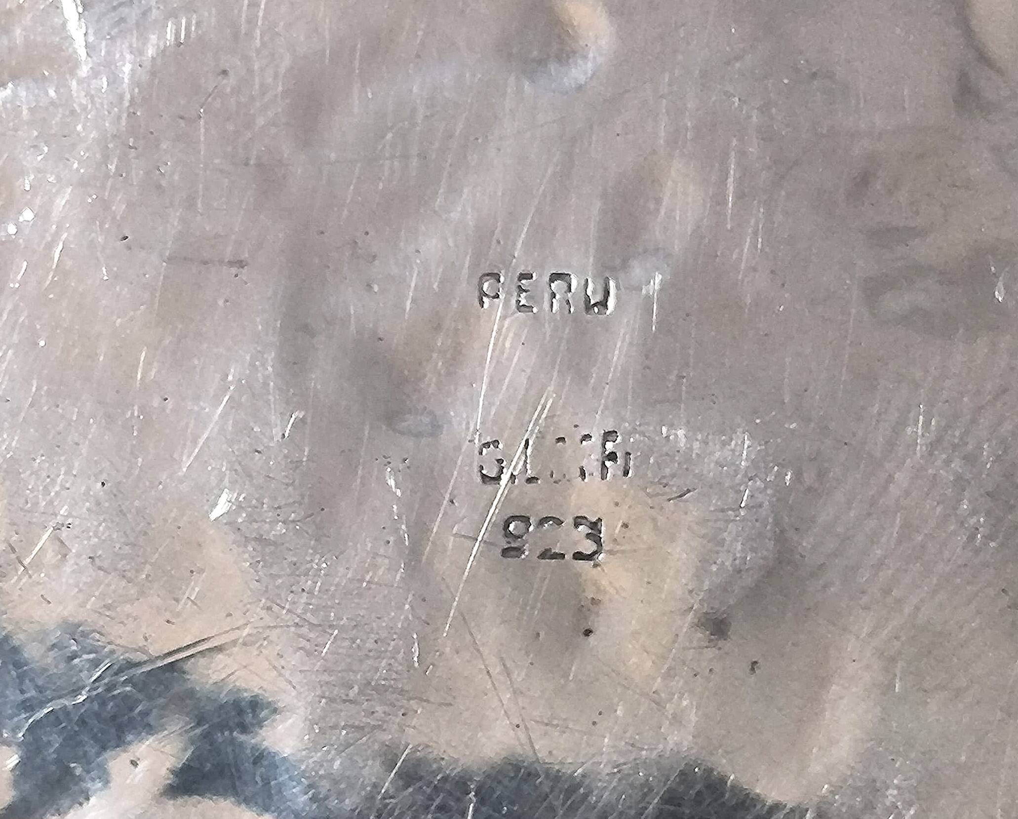 Silver Sculptural Bowl by Graziella Laffi, Signed, Peru, 1960s