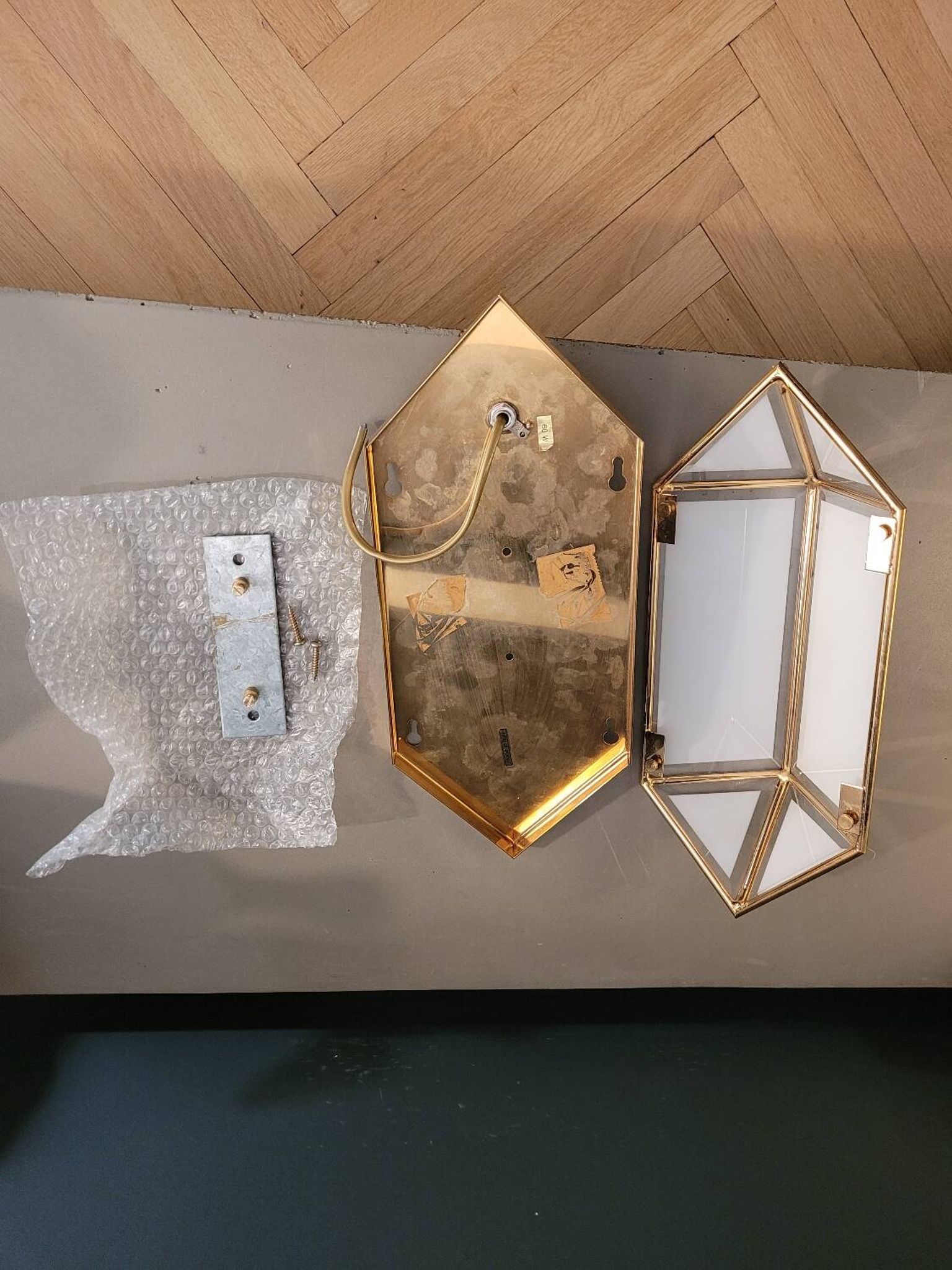 Applique italienne en verre et plaqué or 24 carats
