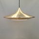 Minimalist and elegant gold coloured hanging lamp designed by Ejnar B. Mielby for Danish LYFA