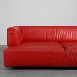 Red Mid-century 3-seater Leather Sofa by Edra, Italy 2000