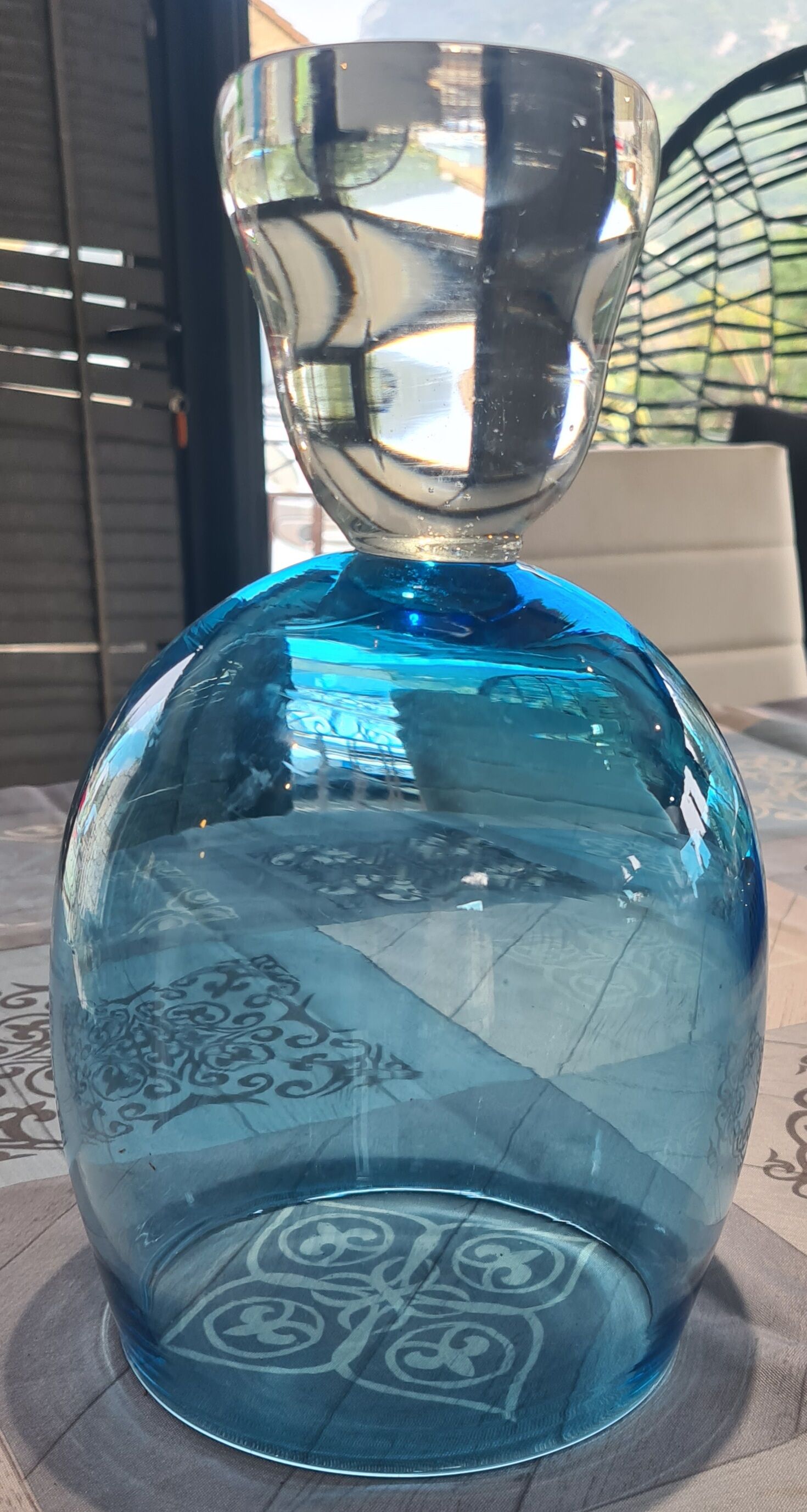 Blue glass vase design