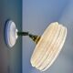 Vintage wall lamp with pink Clichy glass shade and silver edging