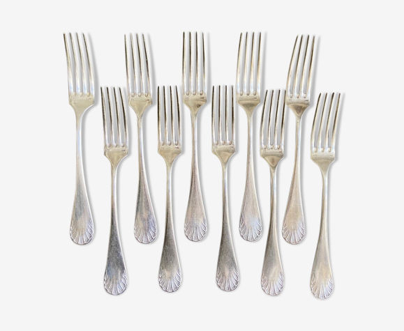 10 fourchettes en métal argenté