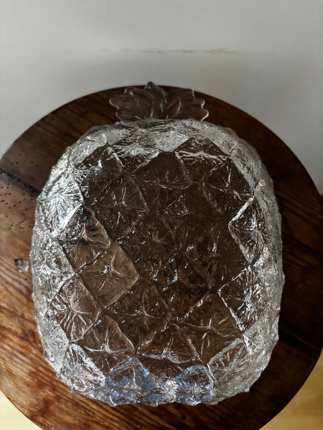 Vintage fruit service in moulded glass pineapple design.