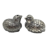 Pair of silver-plated metal bird salt and pepper shakers