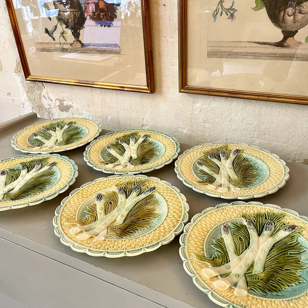 Set of 6 Salins earthenware asparagus plates