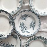 6 mismatched Saint Amand ironstone soup plates