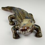 Vintage ceramic crocodile sculpture from Bassano, Italy, 1980s.