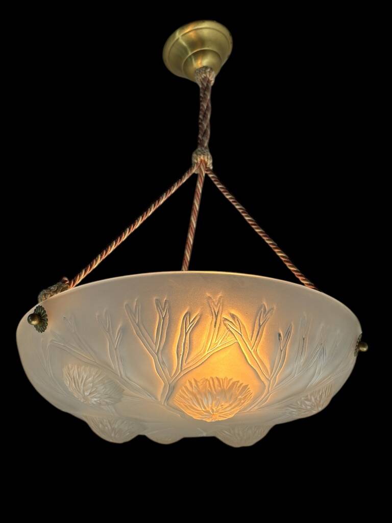 Sabino art deco basin ceiling light signed 1930 France
