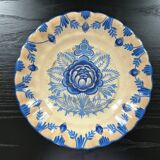 Plat ancien décor floral bleu