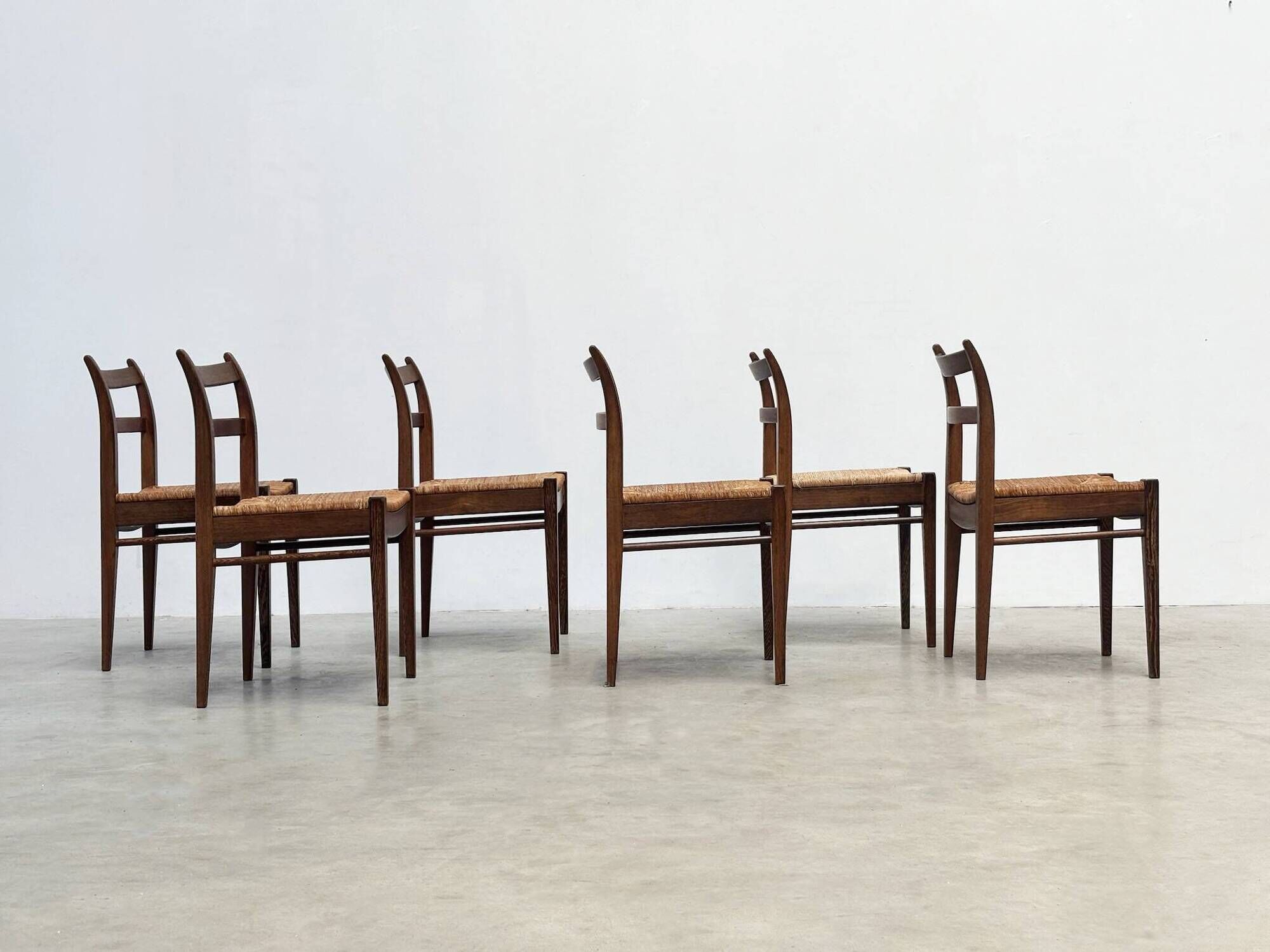 Ensemble de six chaises à repas en rotin par Jos De Mey pour Van Den Berghe Pauvers