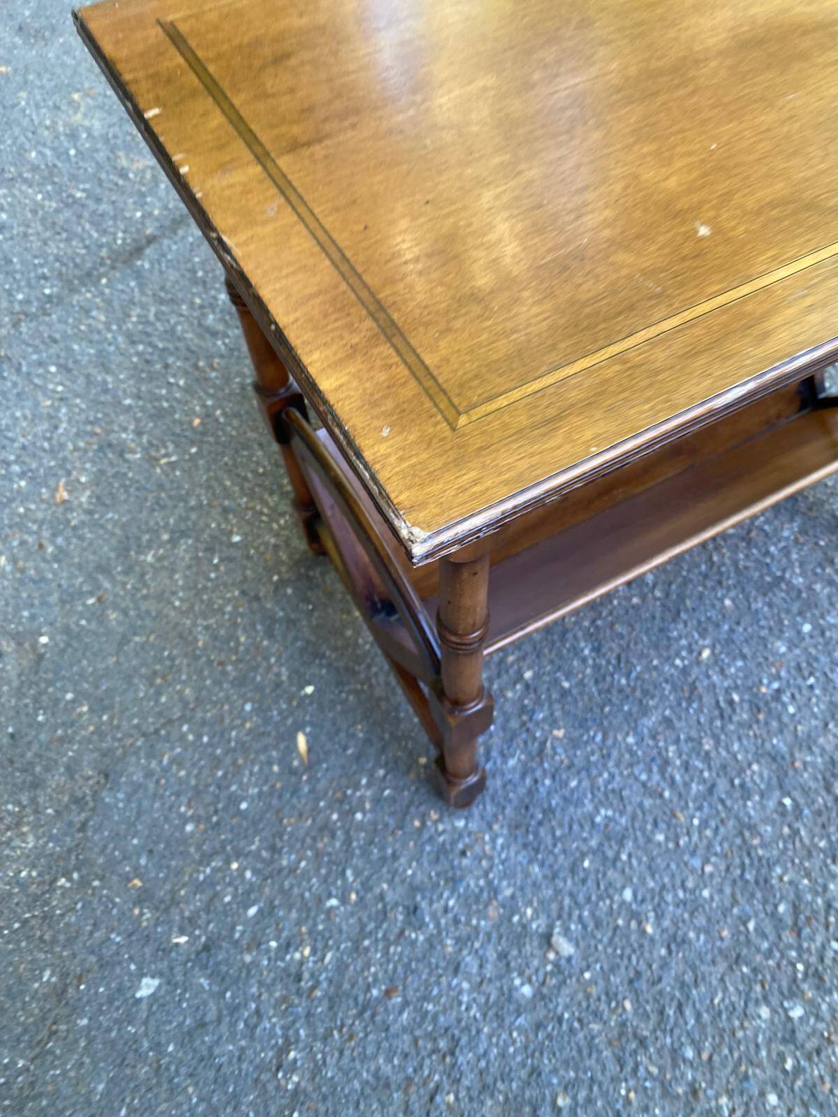 Wooden side table magazine rack in neo-classical English style.