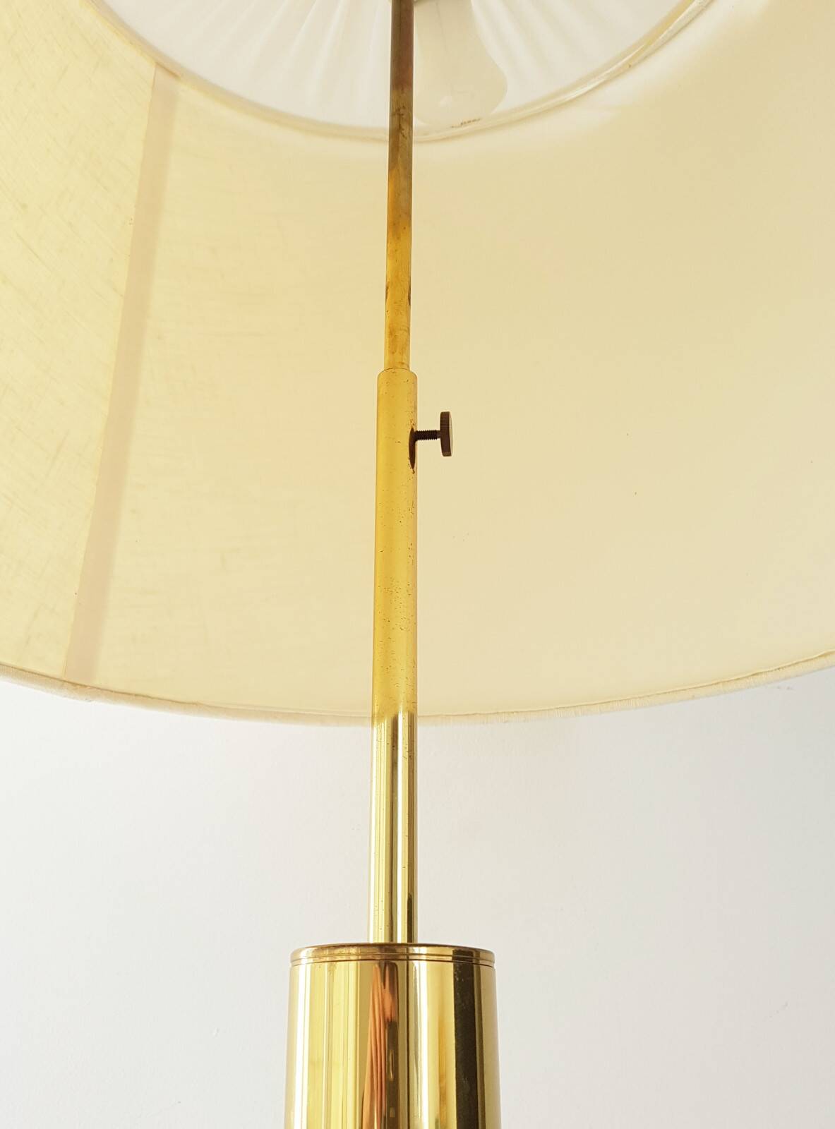 Chic living room lamp golden brass & faux leather 1970 adjustable height 70s 70'