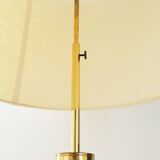 Chic living room lamp golden brass & faux leather 1970 adjustable height 70s 70'