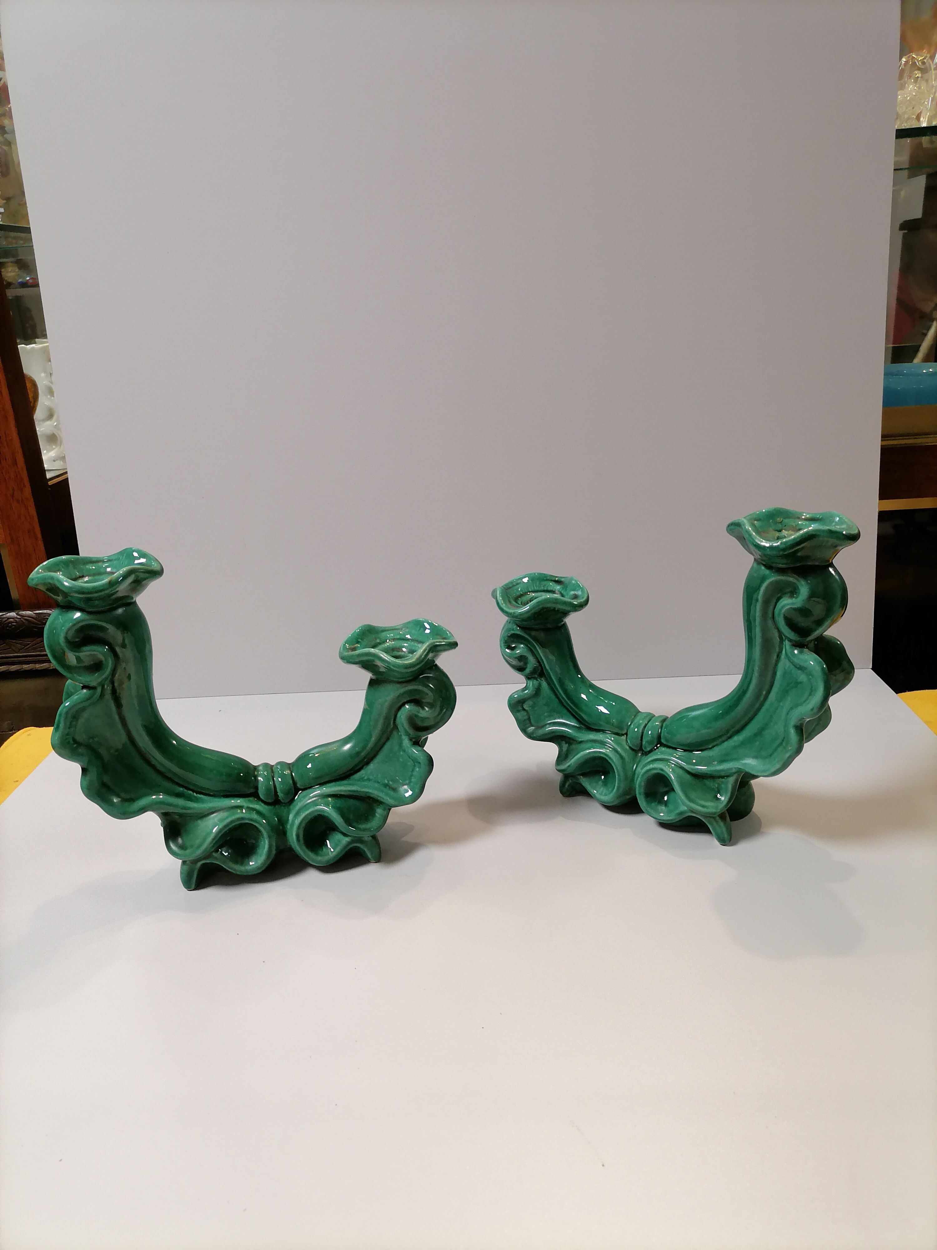 Pair of ceramic candle holders