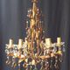 Chandelier 6 lights tassels color and frame foliage gold metal