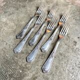 6 silver metal forks