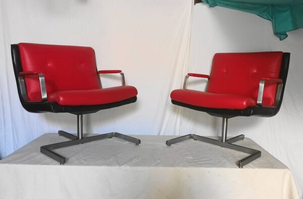 Paire de fauteuil en cuir de Raphael Raffel des années 70