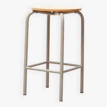 Stackable low stool in beige beech