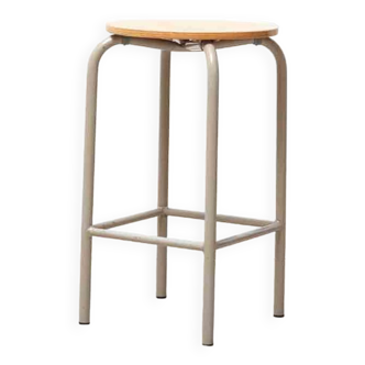 Stackable low stool in beige beech