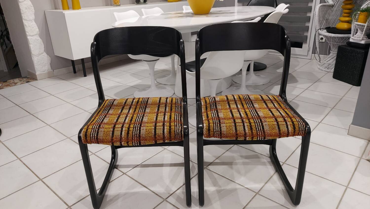 Pair of Baumann Sleigh model chairs, 1970