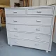 Vintage grey wood and rattan chest of drawers