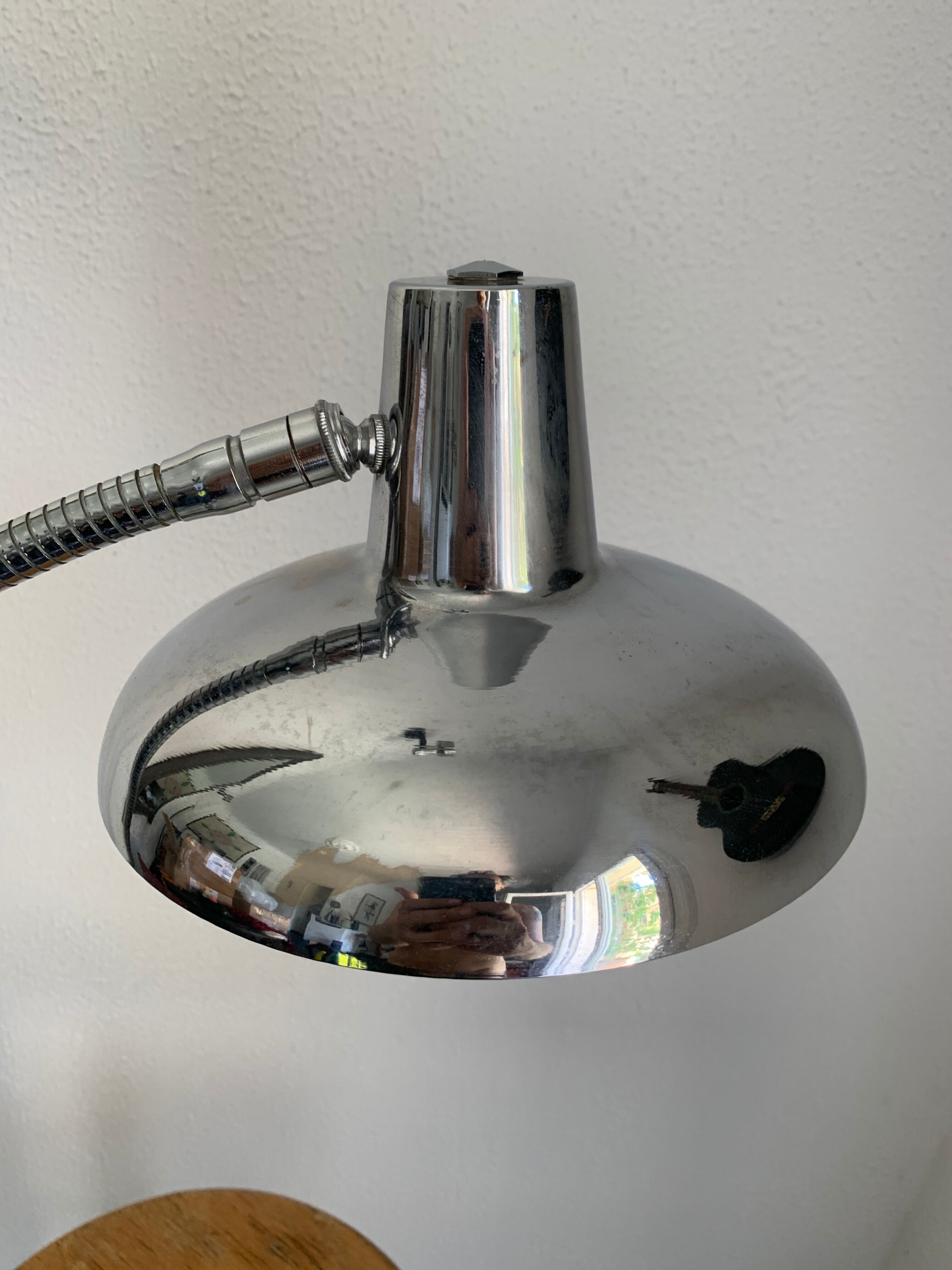 Vintage lamp 1960 industrial desk chrome vice - 60 cm