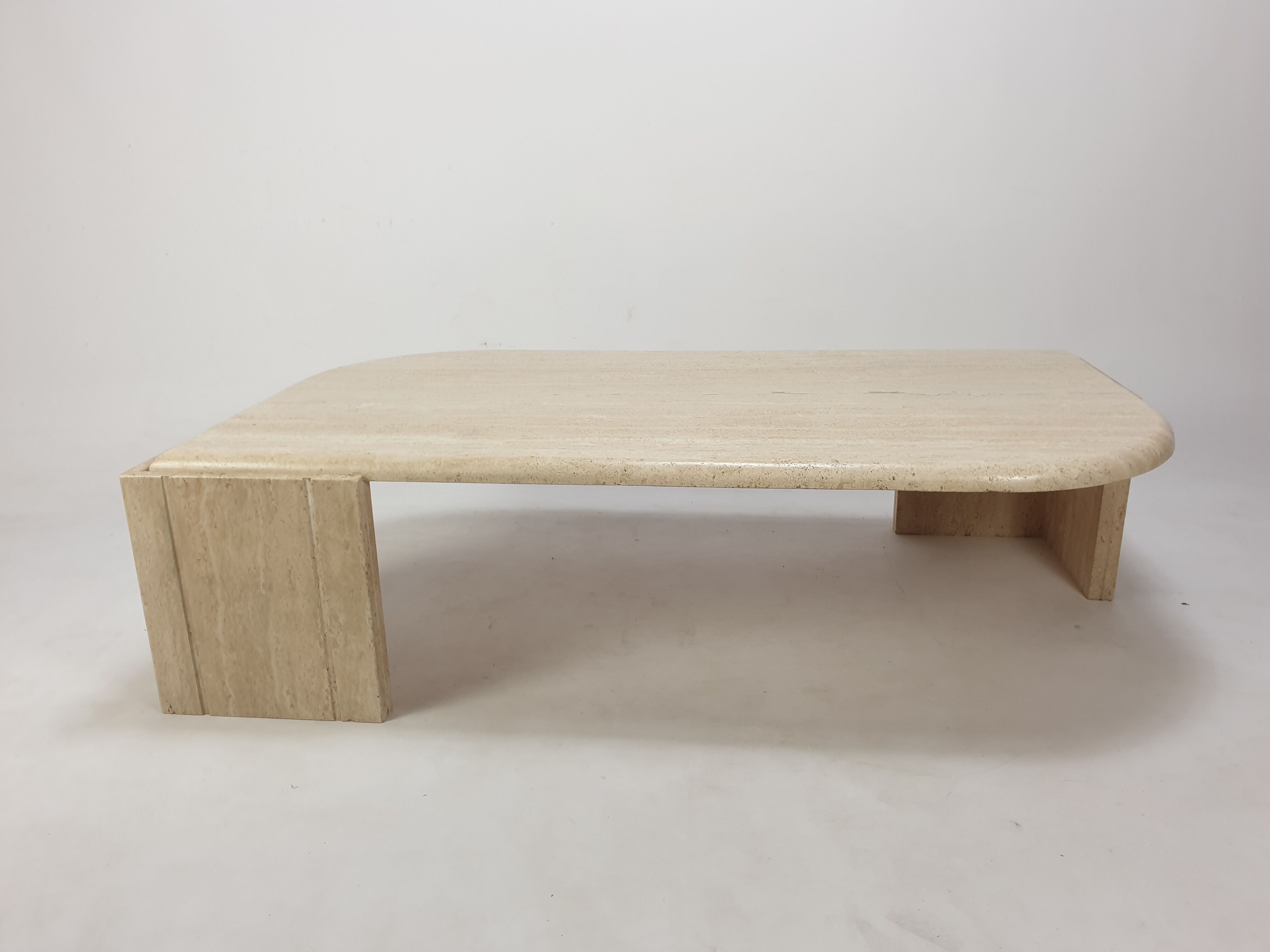 Italian travertine coffee table, 1980s