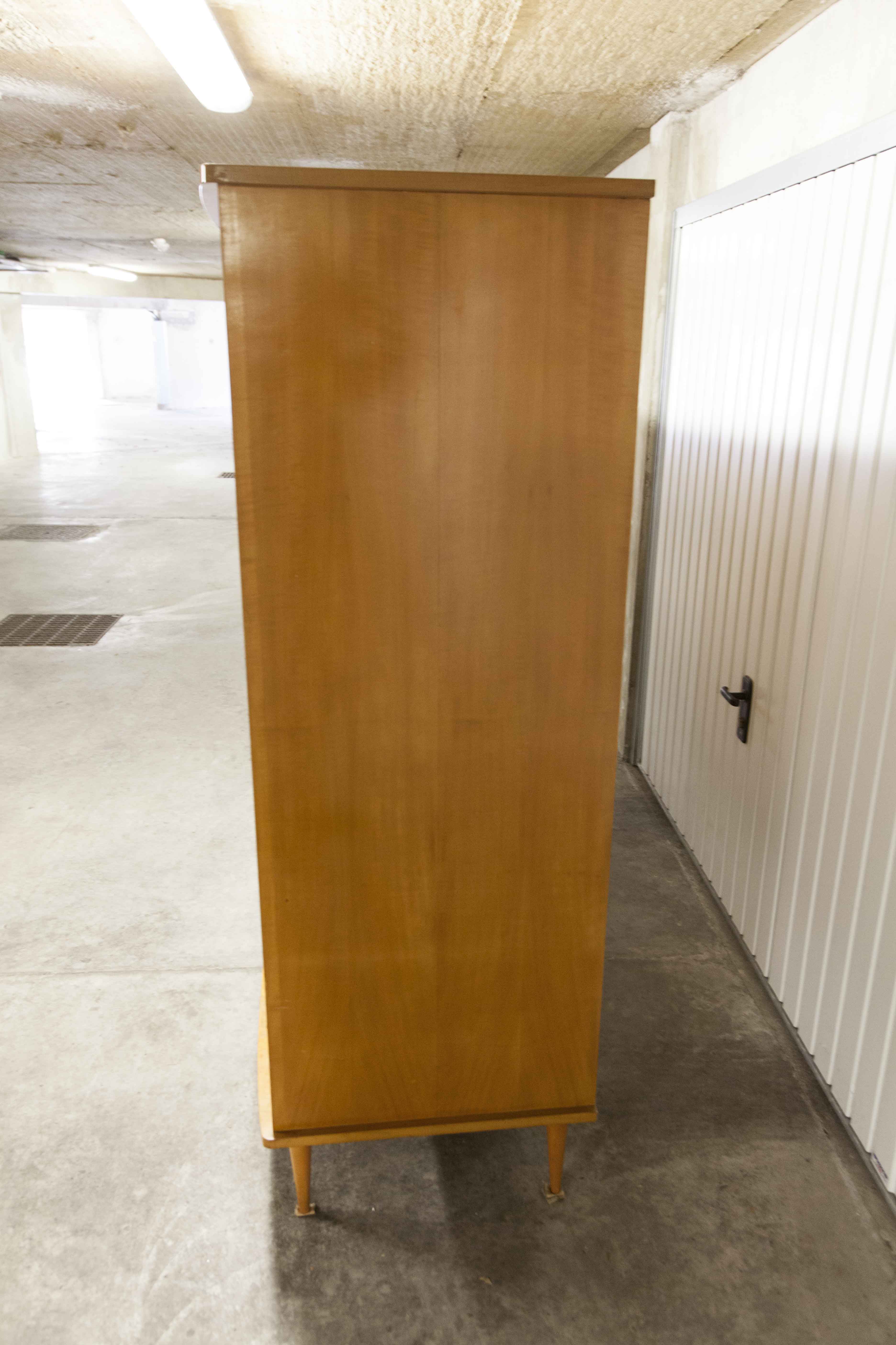Scandinavian wardrobe 1960 honey color 4 doors L 205 cm