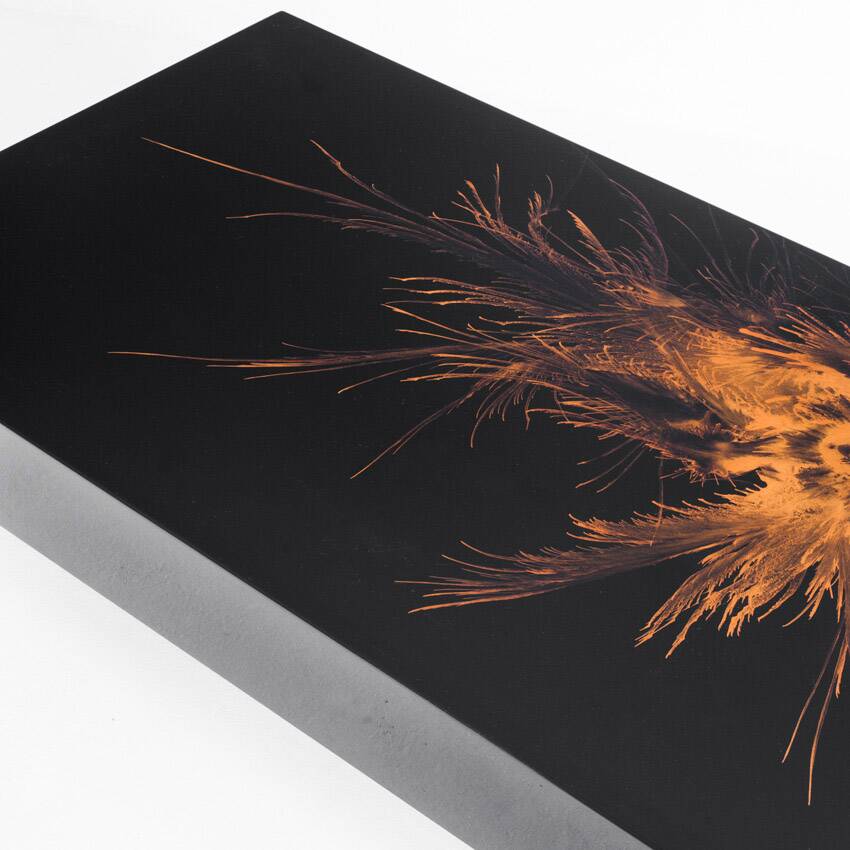 Vintage coffee table. Black lacquered wood with design by H D. France, 1980s