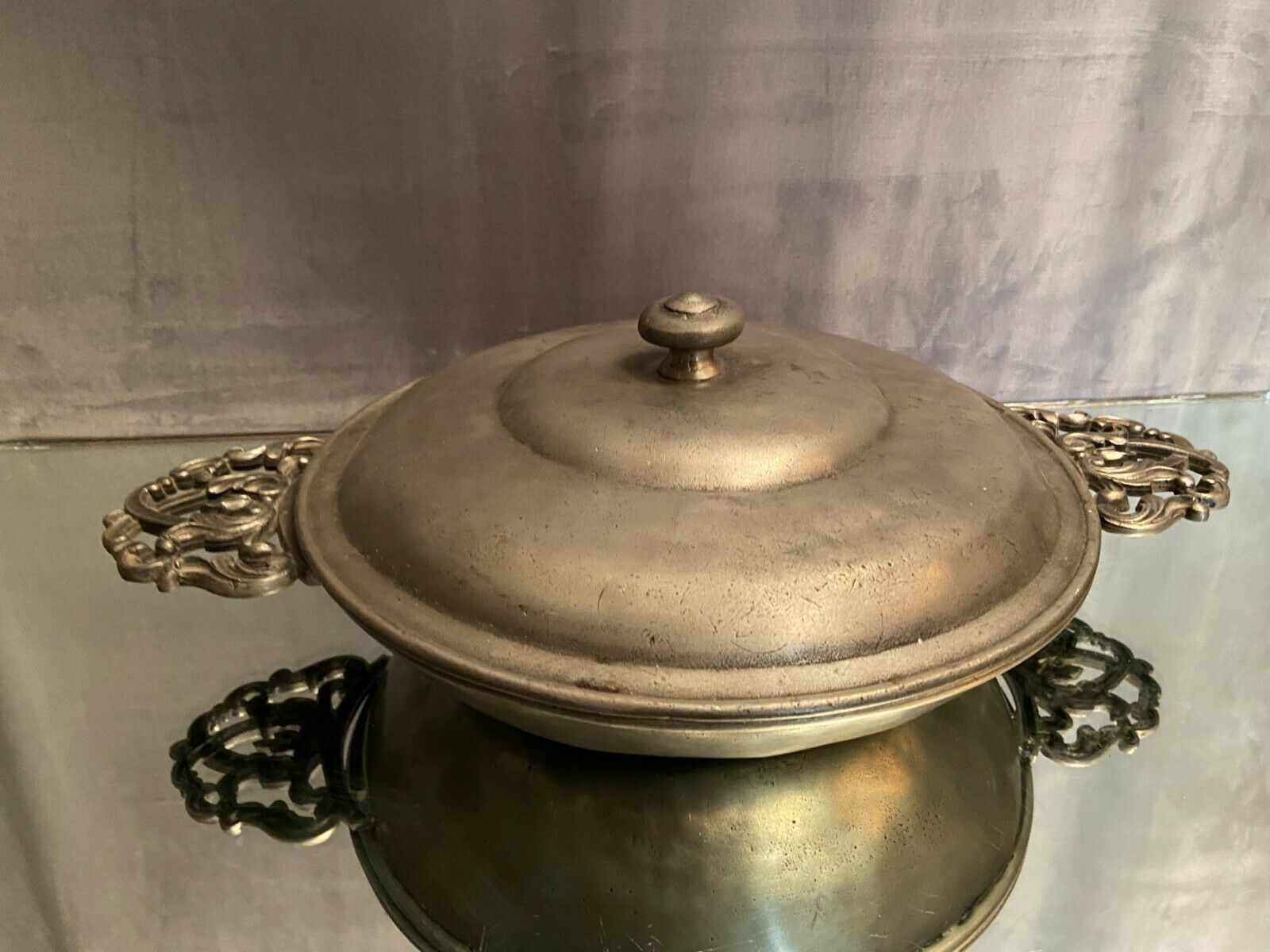 Renaissance style pewter eared vegetable