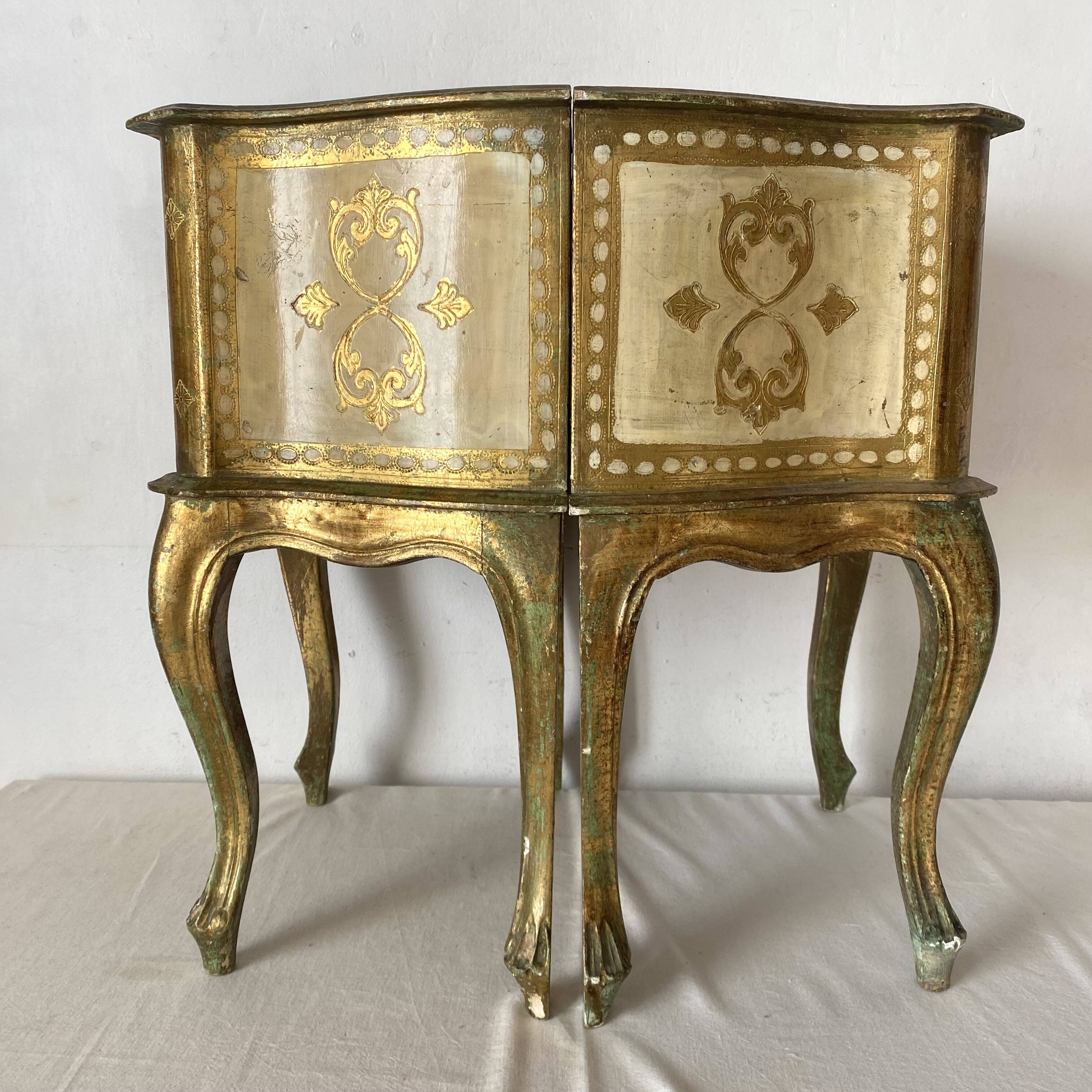 Pair of Italian Venetian-style bedside tables