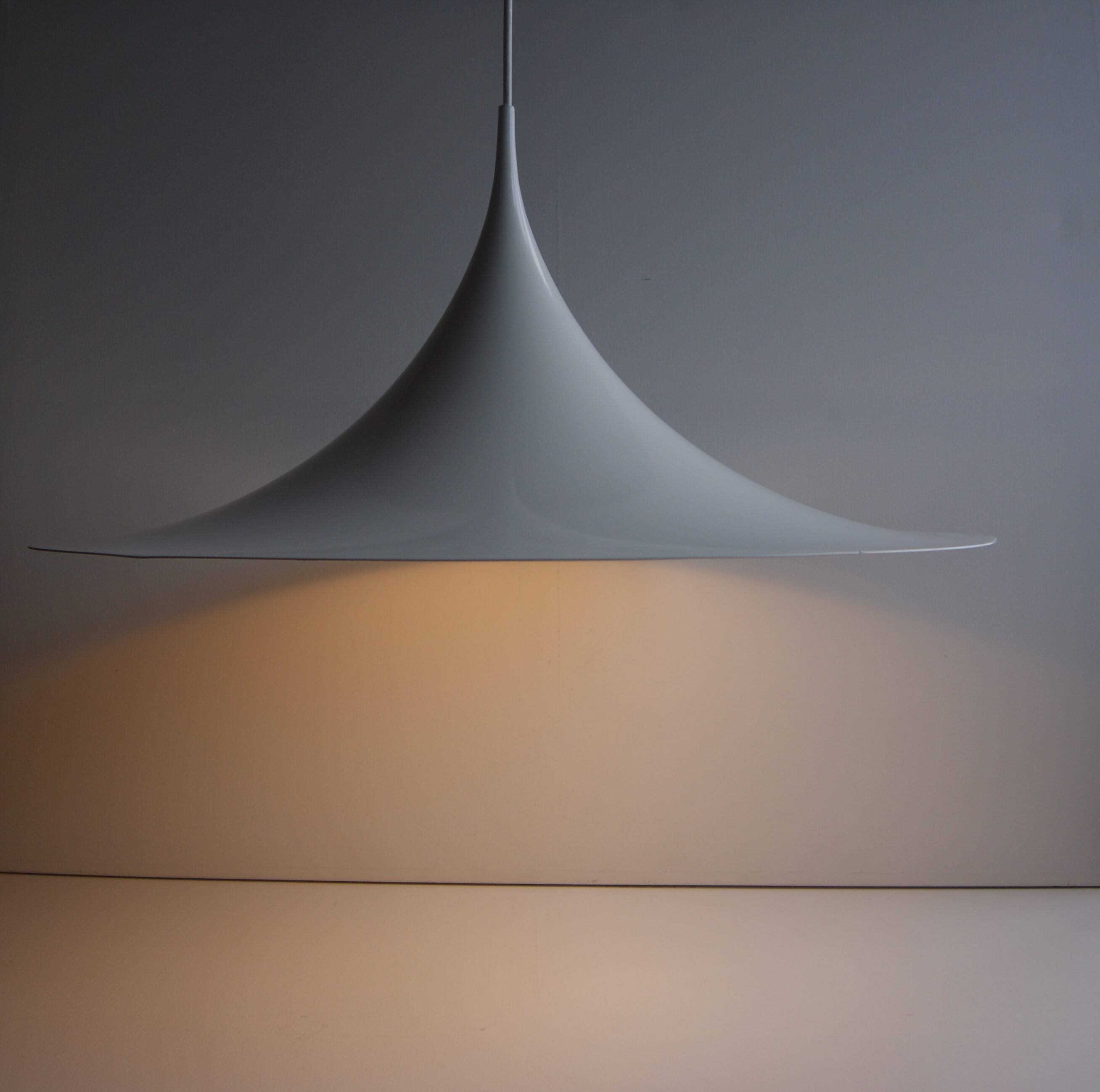 Large White Witch Hat Semi Pendant - Design by Bonderup and Thorup for Fog and Morup, 1960s.