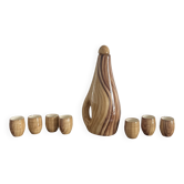 Grandjean Jourdan liqueur set in wood-effect glazed ceramic