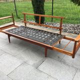 Canapé daybed scandinave cuir années 60