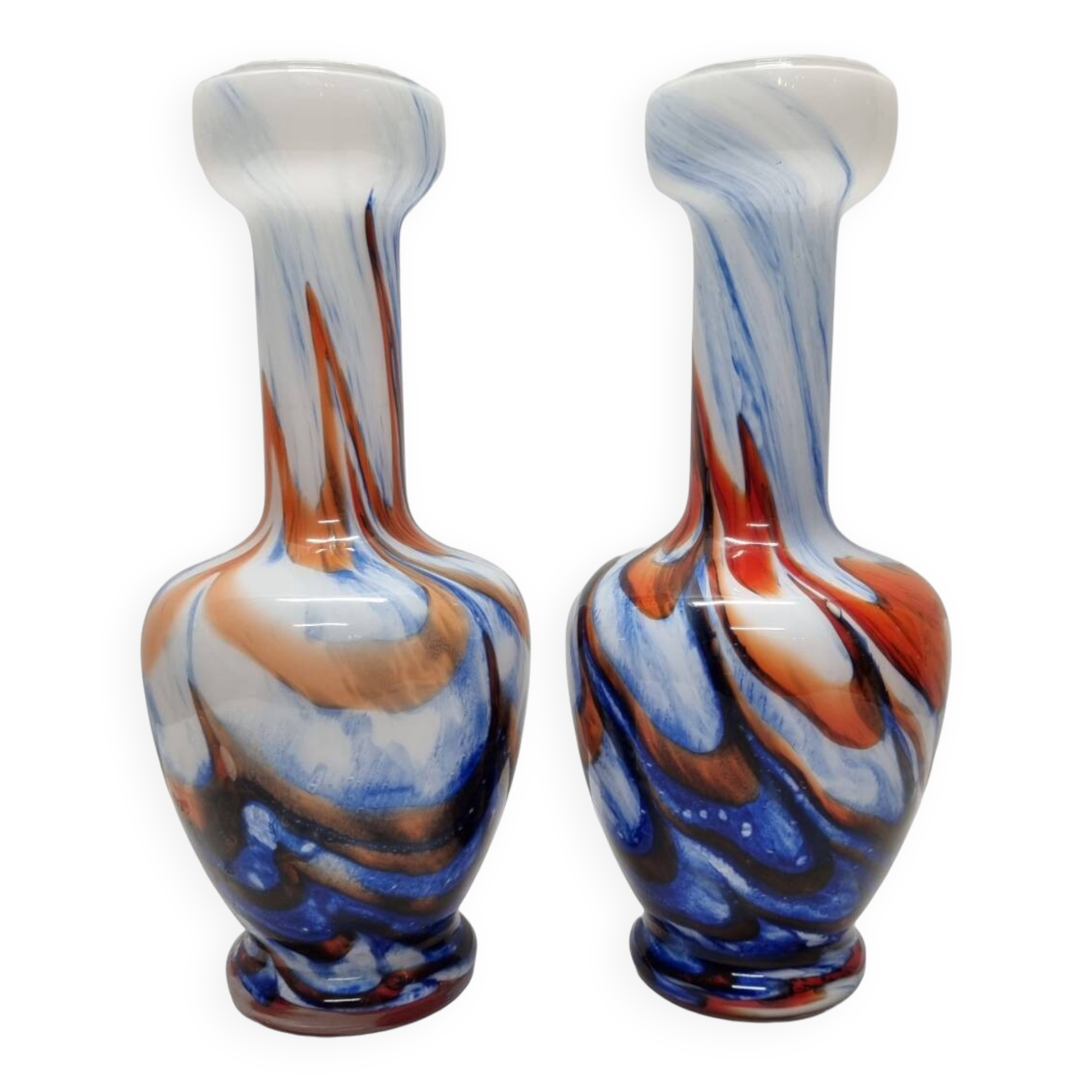 2 Vintage Italian Opaline Vases, 1950s