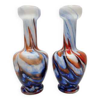 2 Vintage Italian Opaline Vases, 1950s