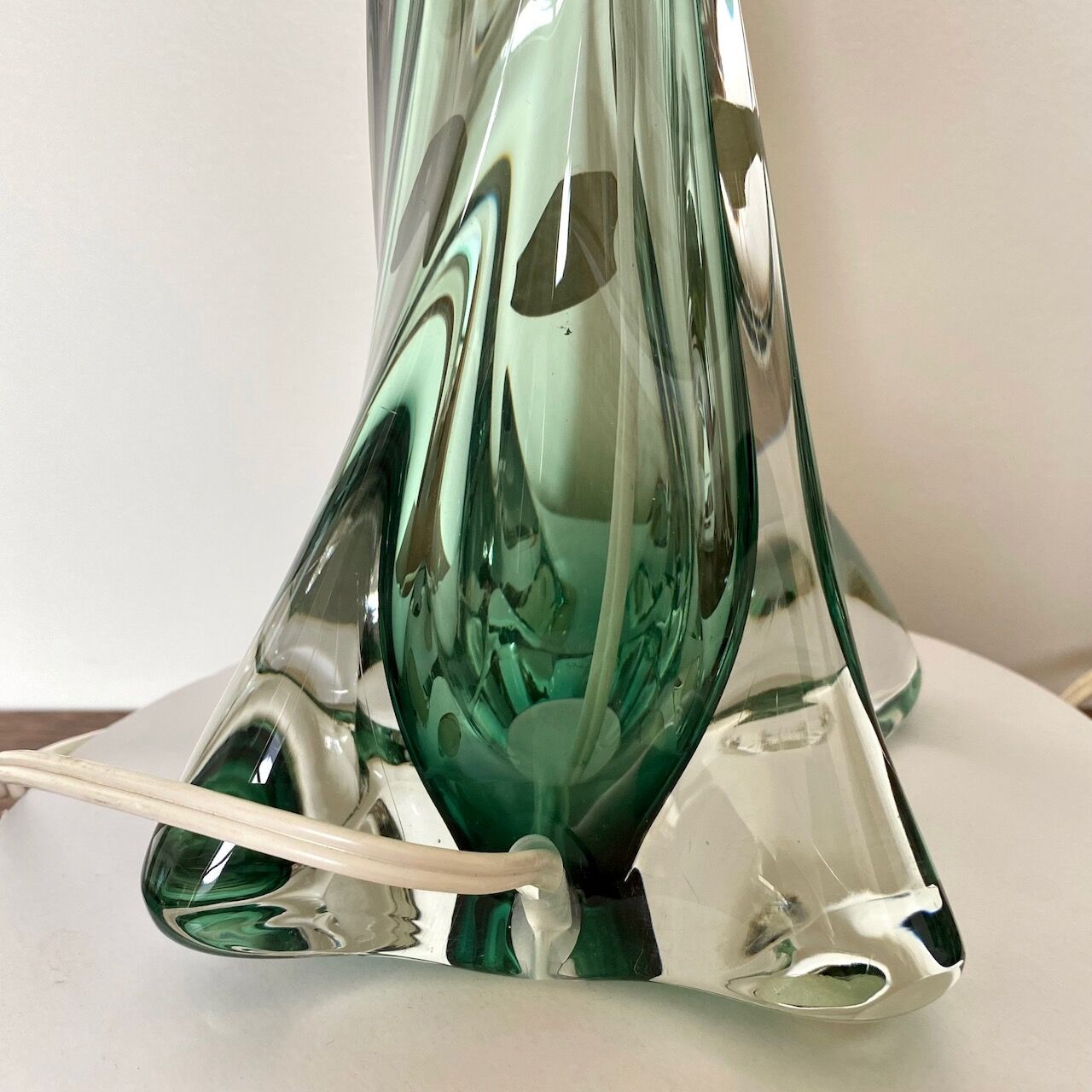 Dark green Val Saint Lambert lamp