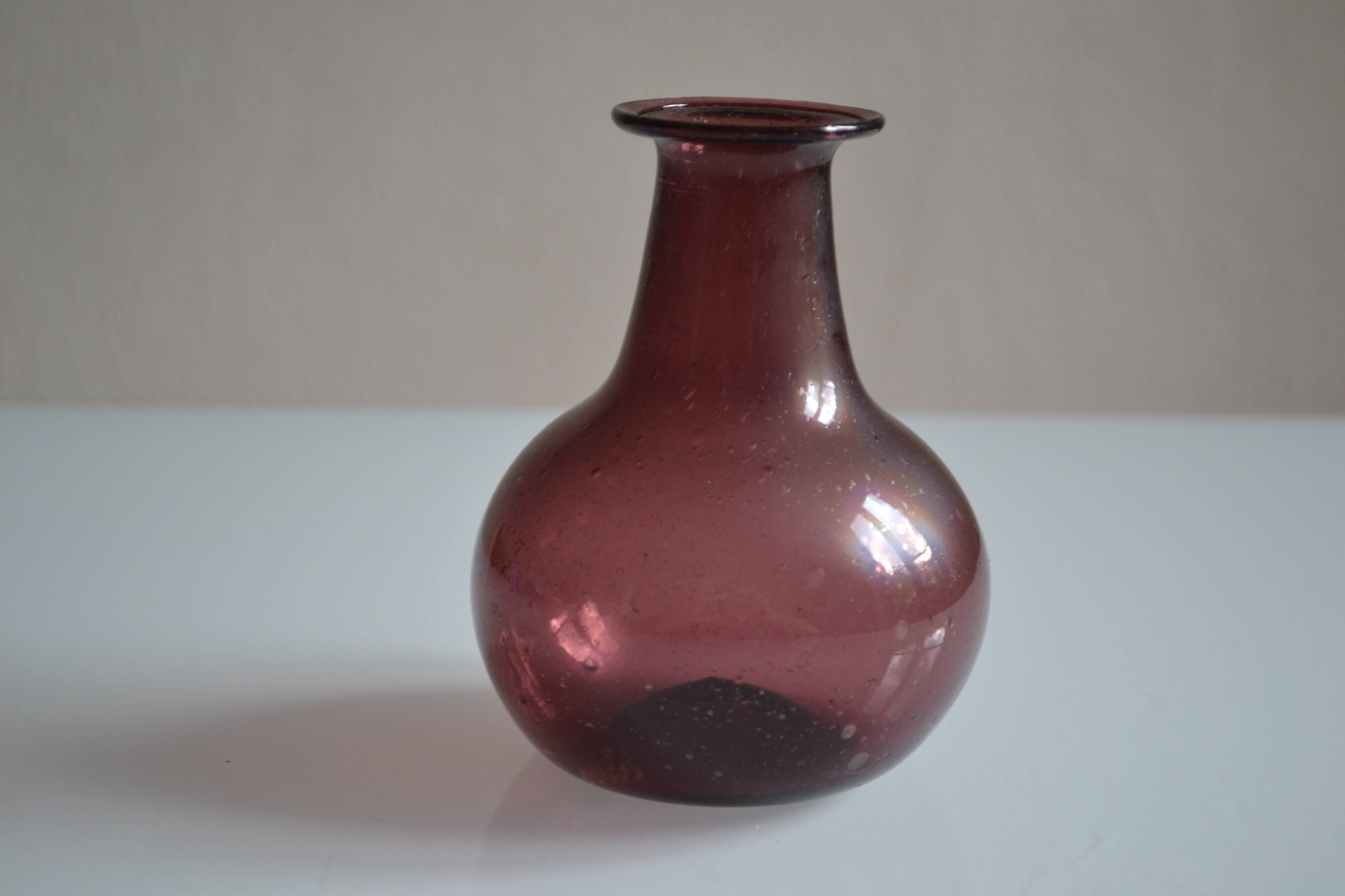 Blown and bubbled glass vase