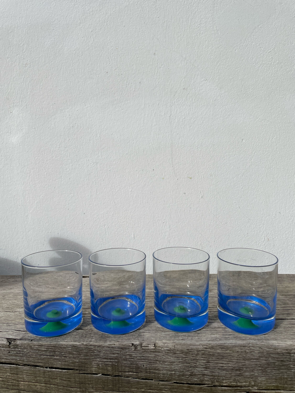 4 Verres à eau ou whisky Luminarc vert et bleu