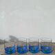 4 Luminarc green and blue water or whisky glasses