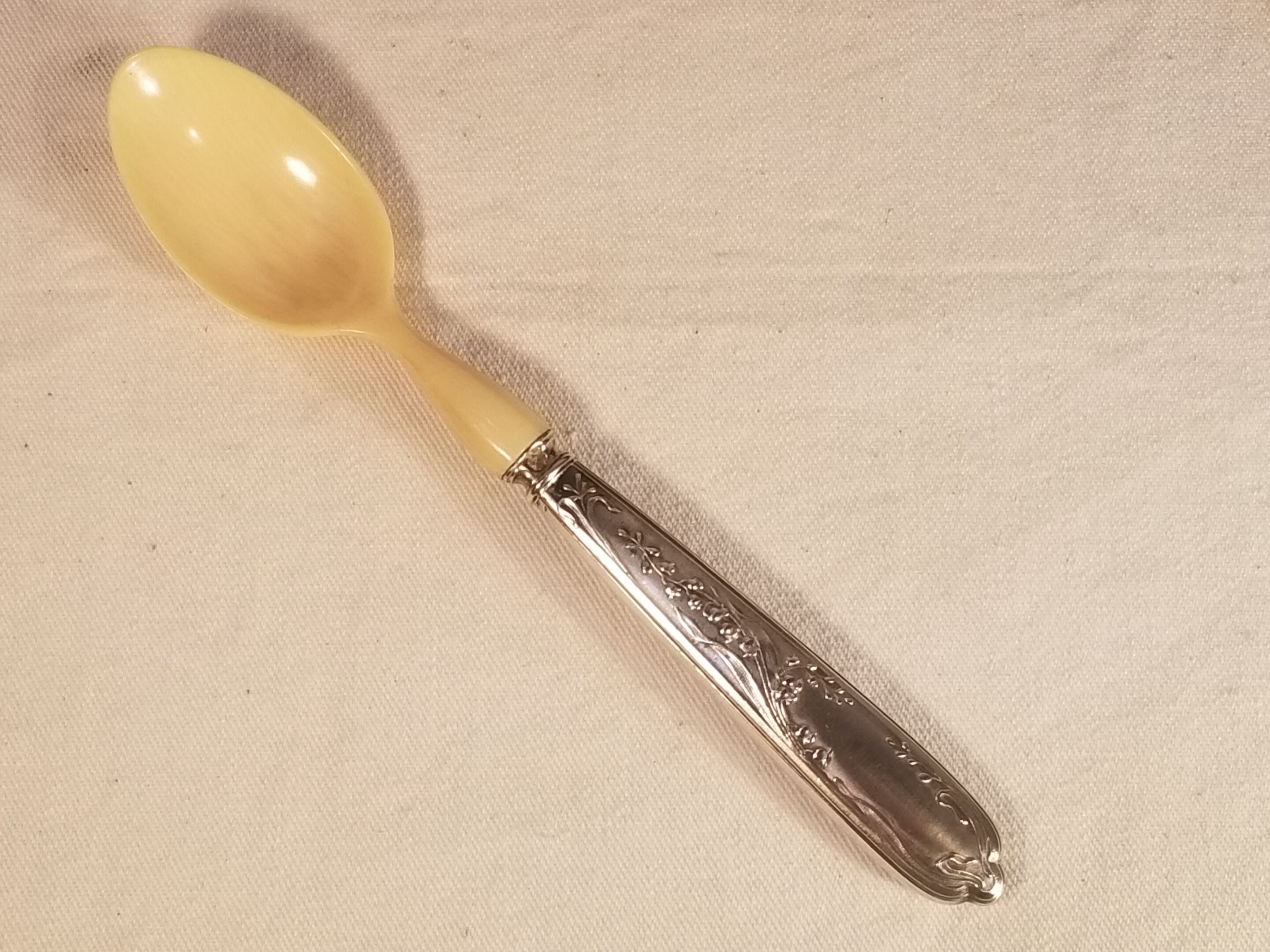 Old ivory silver porridge spoon