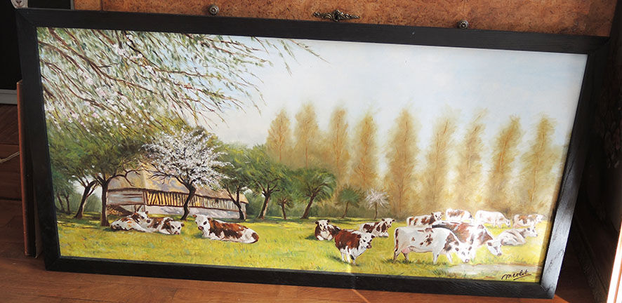 Oil on wood framed and signed Henri Merlet, 124x63 cm