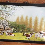 Oil on wood framed and signed Henri Merlet, 124x63 cm