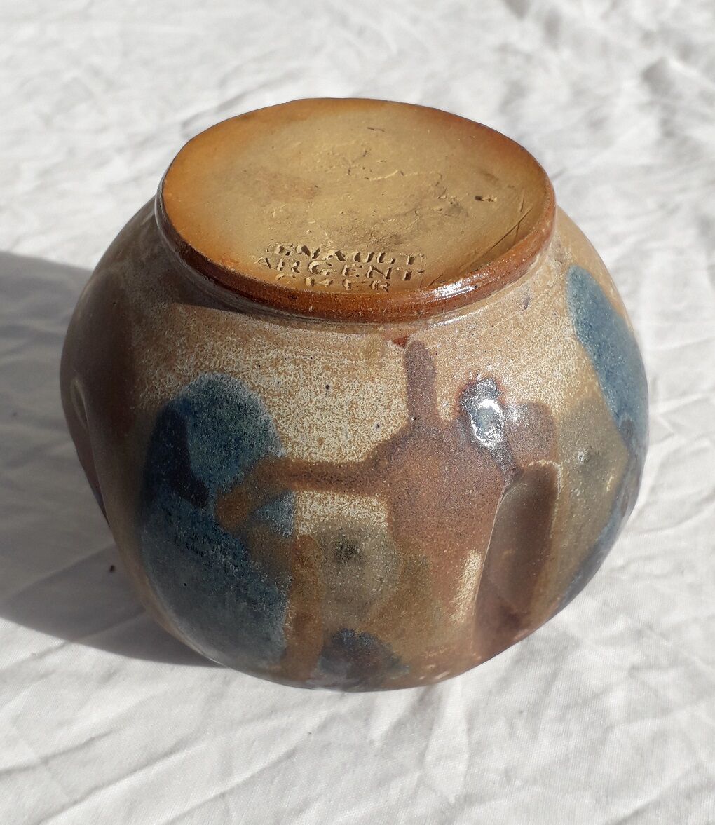 Signed stoneware ball vase