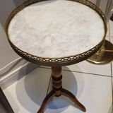 Two round tripod coffee tables louis xvi style