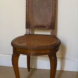 Chaise ancienne cannage bois sculpté