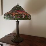Tiffany lamp, bronze foot, sanded glass paste lampshade